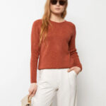 بلوز بافت ساده یقه گرد