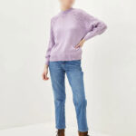 بلوز بافت آستین طرح دار