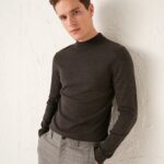 بافت زغالی یقه سه سانت