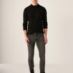 بافت مشکی یقه سه سانت