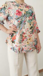 شومیز نخی گلدار آبرنگی - Image 2