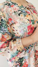 شومیز نخی گلدار آبرنگی - Image 5