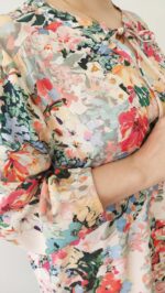 شومیز نخی گلدار آبرنگی - Image 5