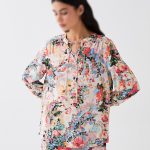 شومیز نخی گلدار آبرنگی